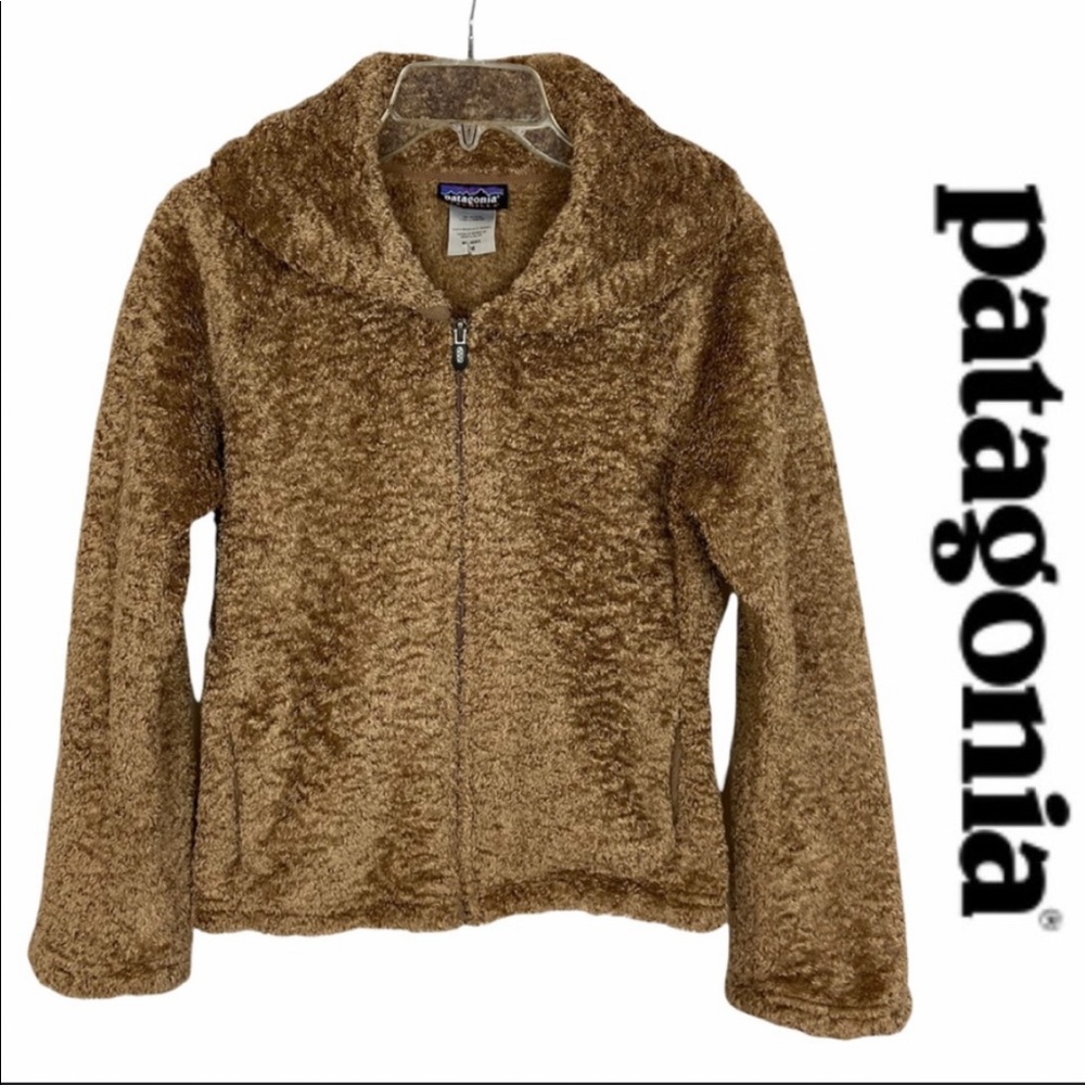 Patagonia Synchilla Fleece Curly-Q Jacket Brown Furry Zip Shawl Teddy Medium